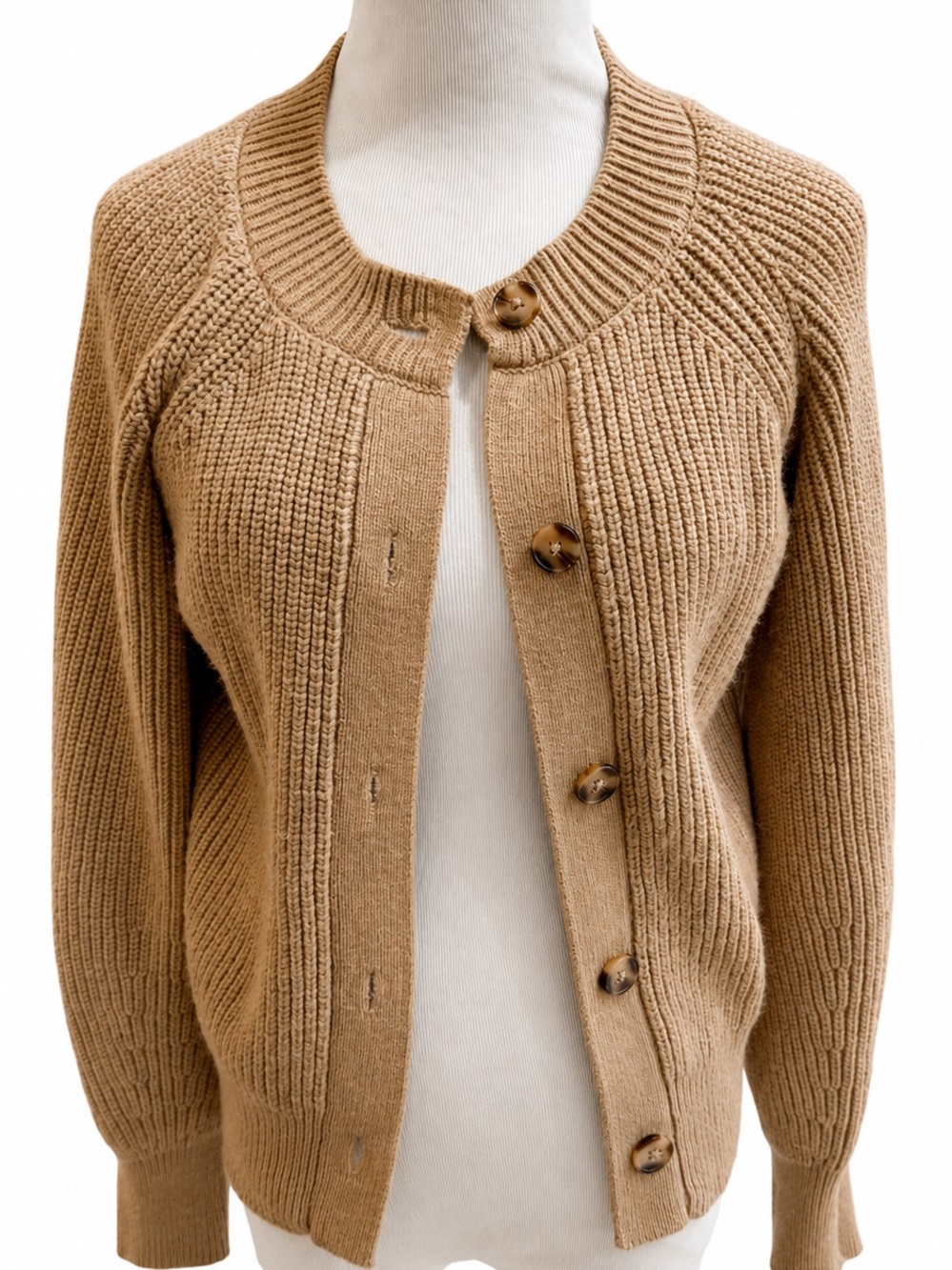 Banana Republic Camel Brown Ribbed Button-Front Cardigan